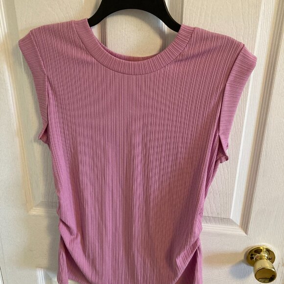 Nine West Women Short Cap Sleeve Ribbed Top Crewneck Orchid Size Large - Picture 2 of 6
